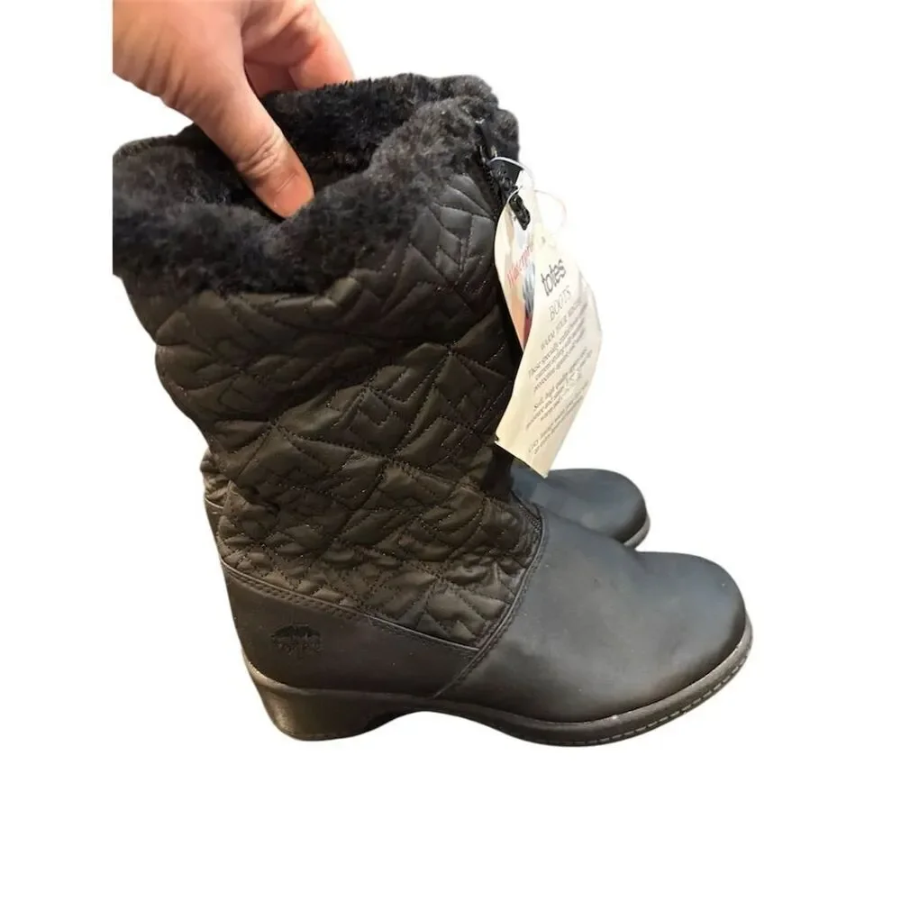 Totes Women's Waterproof Black Snow Boots Size 7 Ankle Winter Casual - Picture 3 of 10